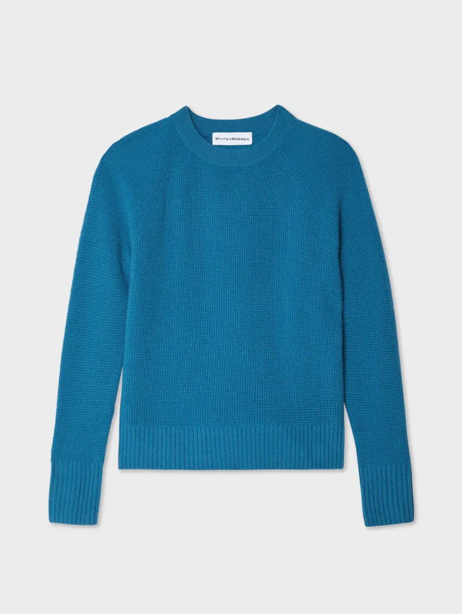 New White + Warren cashmere waffle sweatshirt BlueJean