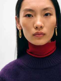 Sale White + Warren cashmere wide rib trim crewneck MidnightViolet