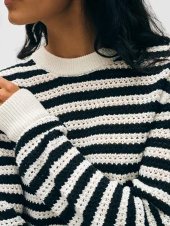 Best White + Warren cotton blend mesh crewneck White/Black