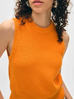 Clearance White + Warren cotton blend ribbed shell Tangerine