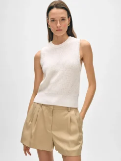 Sale White + Warren cotton blend ribbed shell White