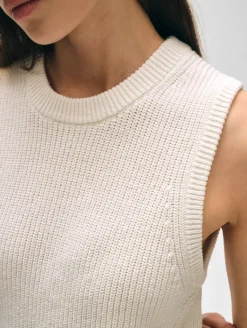 Sale White + Warren cotton blend ribbed shell White