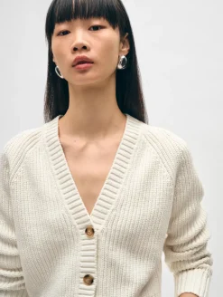 Sale White + Warren cotton linen ribbed cardigan White