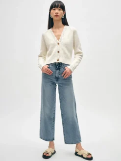 Sale White + Warren cotton linen ribbed cardigan White