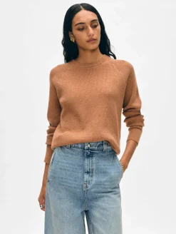 Clearance White + Warren cotton linen waffle sweatshirt Macchiato