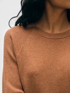 Clearance White + Warren cotton linen waffle sweatshirt Macchiato