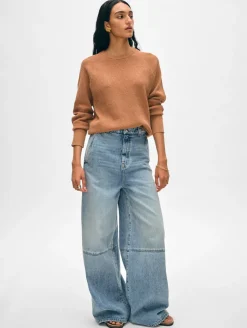 Clearance White + Warren cotton linen waffle sweatshirt Macchiato