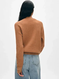 Clearance White + Warren cotton linen waffle sweatshirt Macchiato