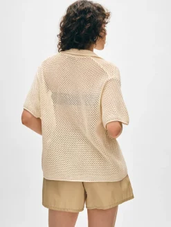 Discount White + Warren cotton mesh shirt Natural