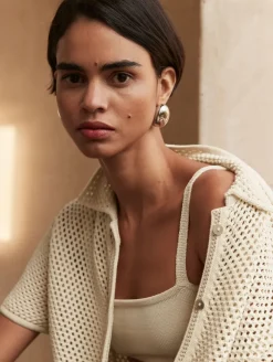 Discount White + Warren cotton mesh shirt Natural
