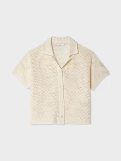 Discount White + Warren cotton mesh shirt Natural