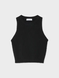 Fashion White + Warren cotton slub cut in tank Black
