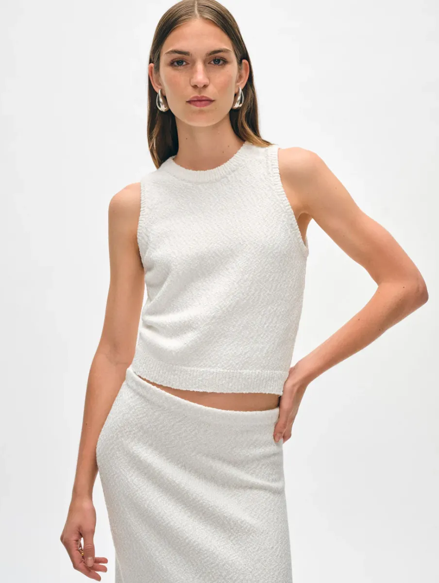 Sale White + Warren cotton slub cut in tank White