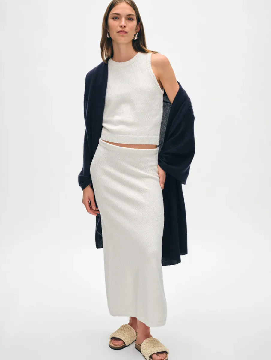 Sale White + Warren cotton slub cut in tank White