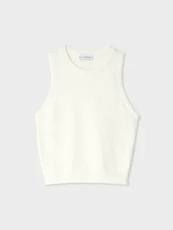 Sale White + Warren cotton slub cut in tank White