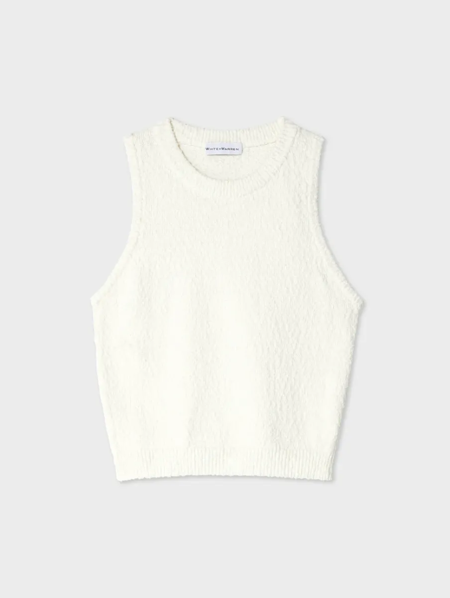 Sale White + Warren cotton slub cut in tank White