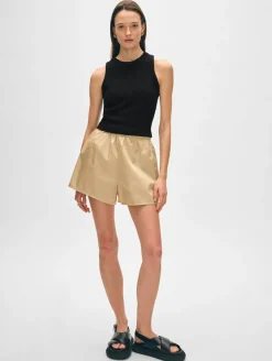 Sale White + Warren cotton slub cut in tank Black