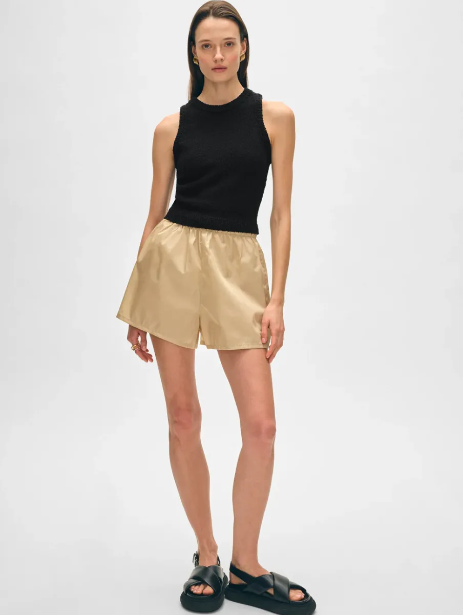 Sale White + Warren cotton slub cut in tank Black
