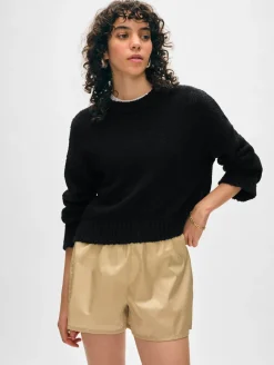 Online White + Warren cotton slub easy crewneck Black