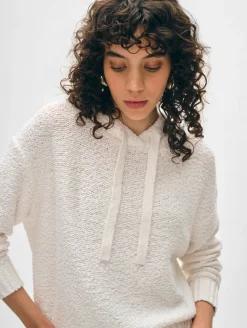 Online White + Warren cotton slub hoodie Ivory