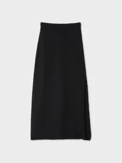 Fashion White + Warren cotton slub side slit skirt Black