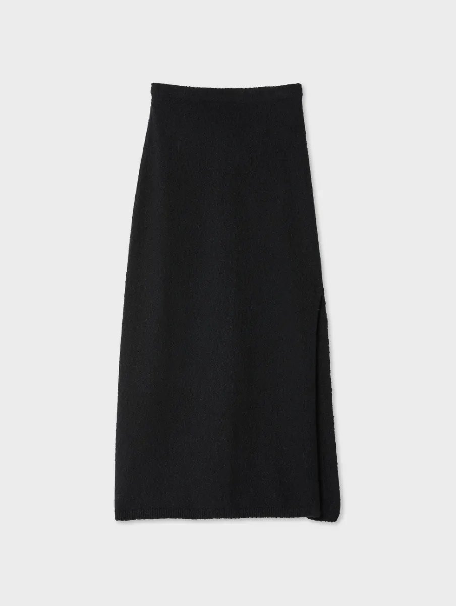 Fashion White + Warren cotton slub side slit skirt Black