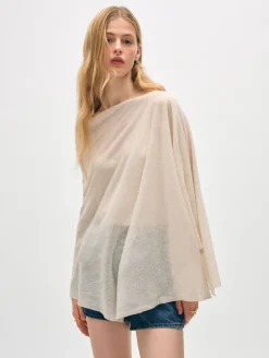 Fashion White + Warren linen blend two way topper Calico
