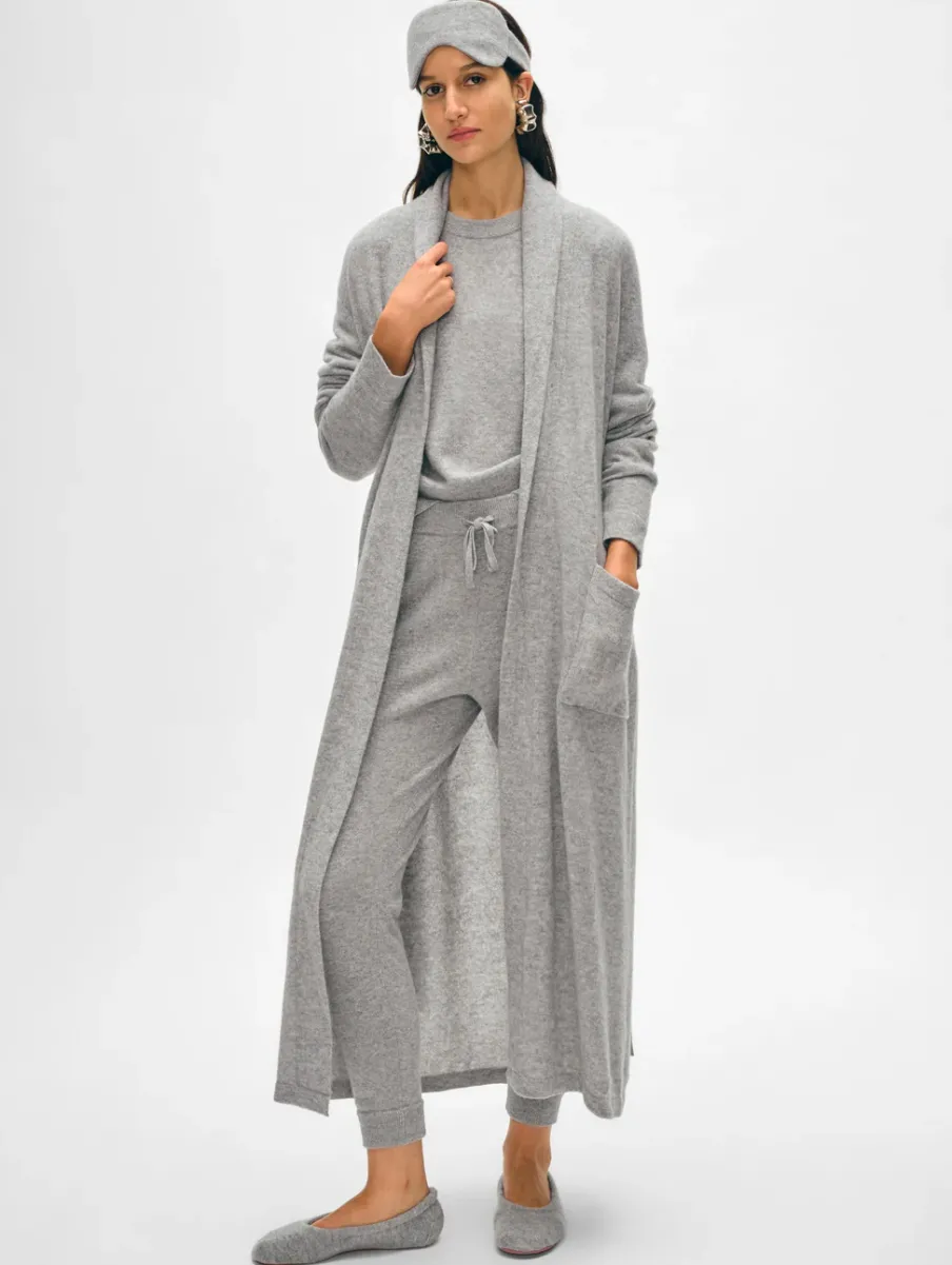 Clearance White + Warren long cashmere robe GreyHeather