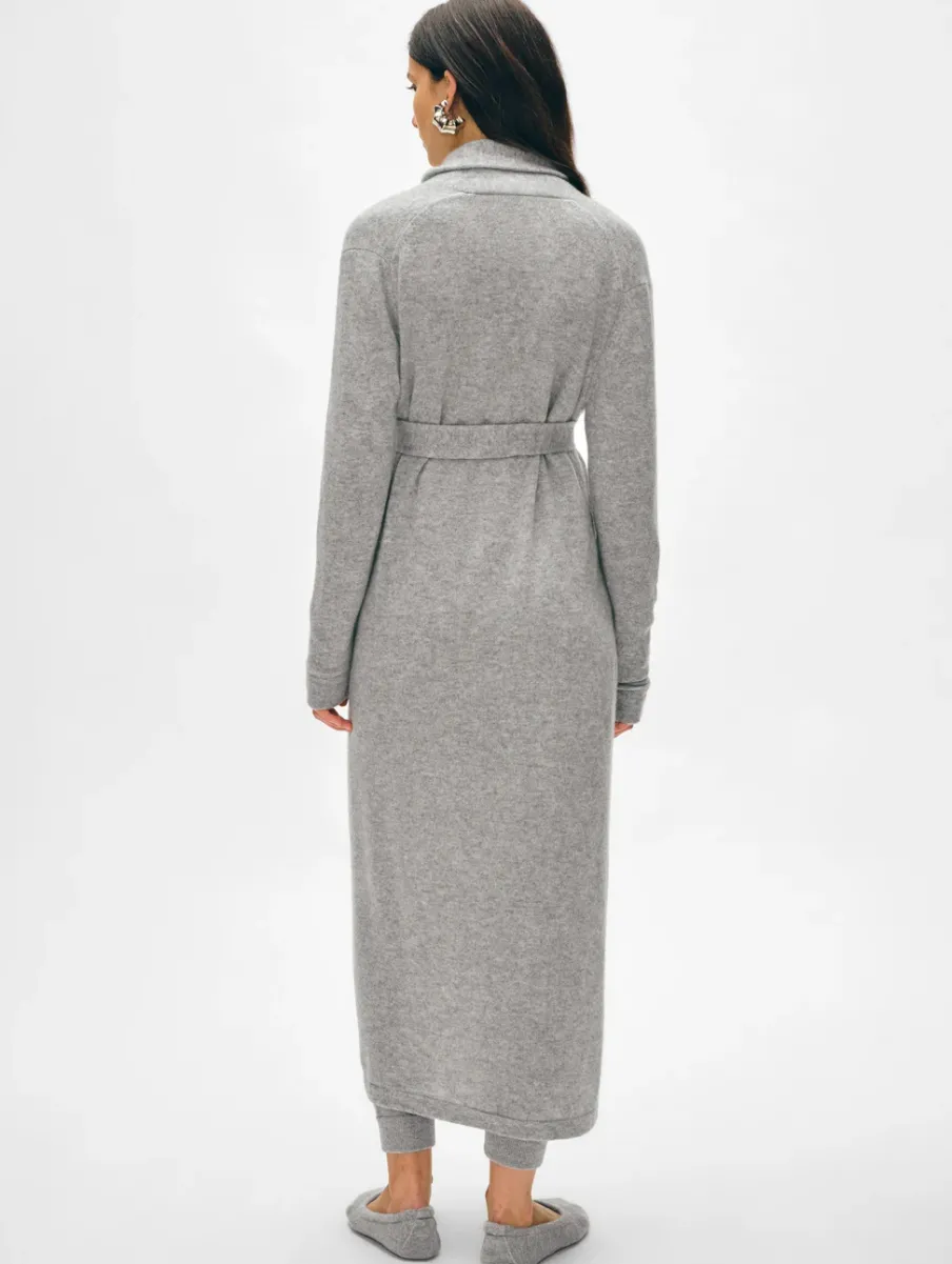Clearance White + Warren long cashmere robe GreyHeather