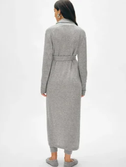 Online White + Warren long cashmere robe GreyHeather