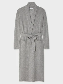 Online White + Warren long cashmere robe GreyHeather
