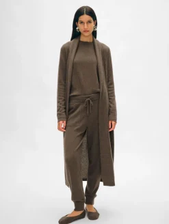 Discount White + Warren long cashmere robe RussetBrown
