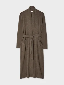 Outlet White + Warren long cashmere robe RussetBrown
