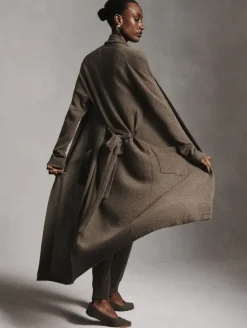 Outlet White + Warren long cashmere robe RussetBrown