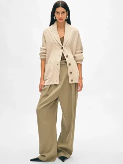 Fashion White + Warren merino blend marled shawl collar coatigan IvoryMarl