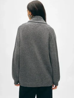 Fashion White + Warren merino blend marled shawl collar coatigan GreyMarl