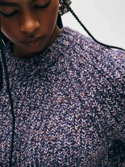 Discount White + Warren merino blend marled sweatshirt BlueCombo
