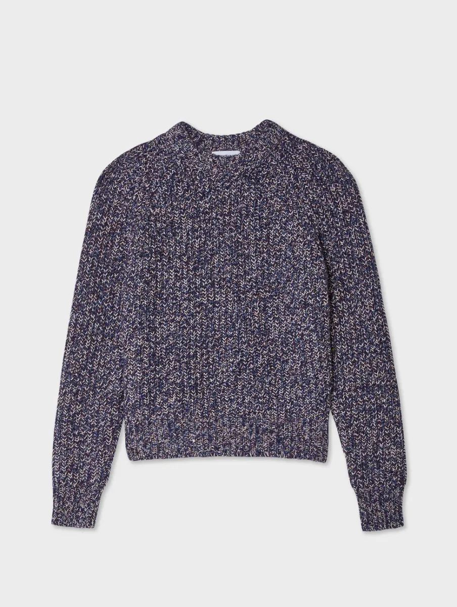 Discount White + Warren merino blend marled sweatshirt BlueCombo