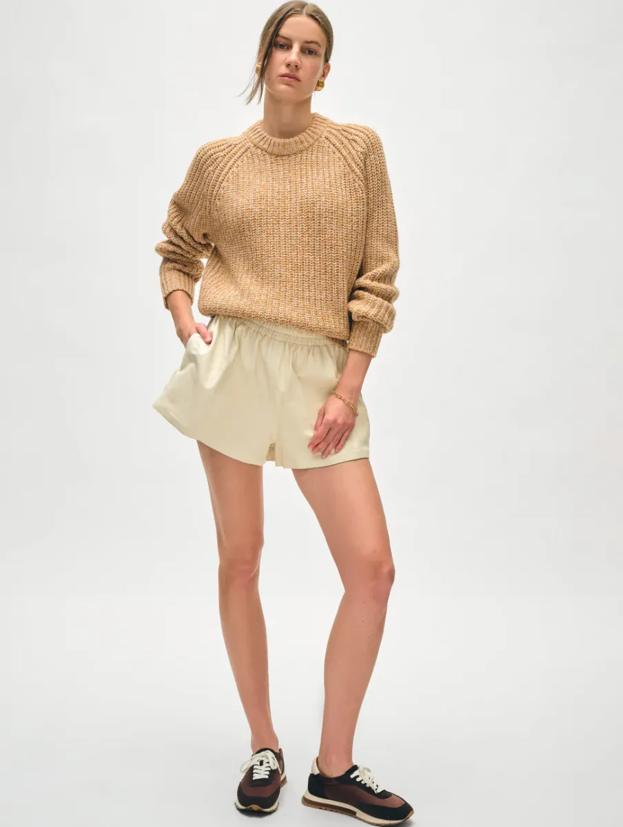 Hot White + Warren merino blend marled sweatshirt YellowCombo