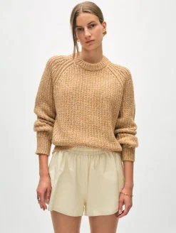 Hot White + Warren merino blend marled sweatshirt YellowCombo