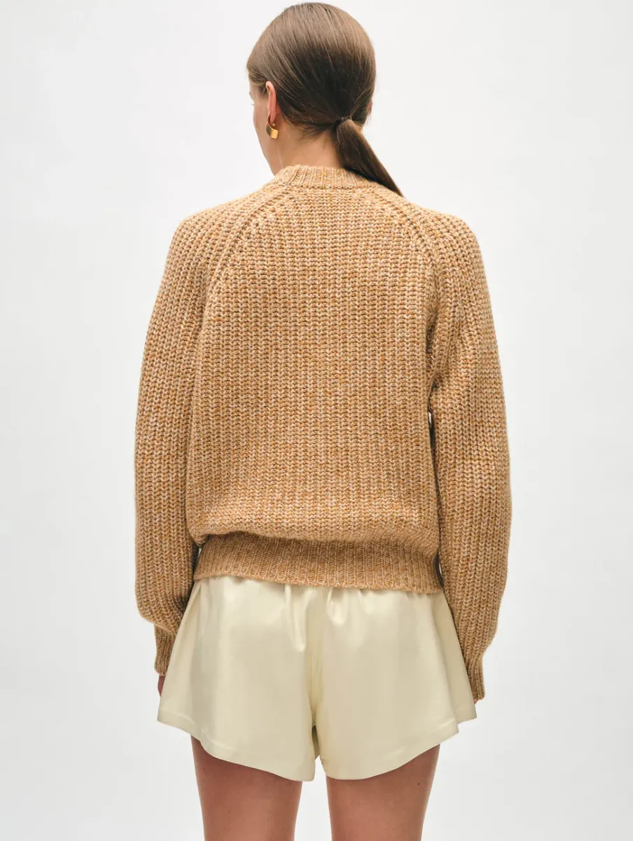Hot White + Warren merino blend marled sweatshirt YellowCombo