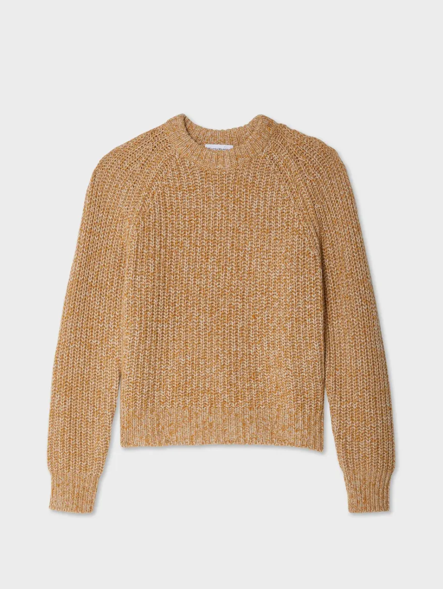 Hot White + Warren merino blend marled sweatshirt YellowCombo