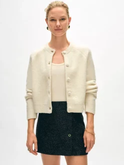 Discount White + Warren merino cashmere boucle jacket Ivory