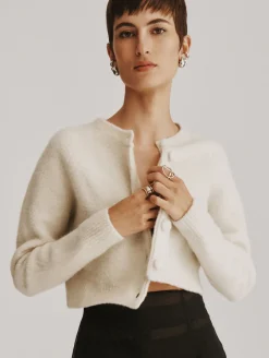 Discount White + Warren merino cashmere boucle jacket Ivory