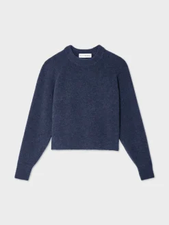 Clearance White + Warren merino cashmere boucle sweatshirt Indigo