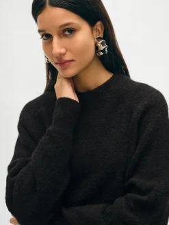 Hot White + Warren merino cashmere boucle sweatshirt Black