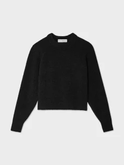 Hot White + Warren merino cashmere boucle sweatshirt Black
