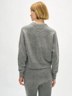 Online White + Warren merino cashmere boucle sweatshirt PaleSmoke
