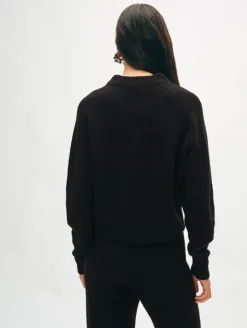 Discount White + Warren merino cashmere boucle sweatshirt Black