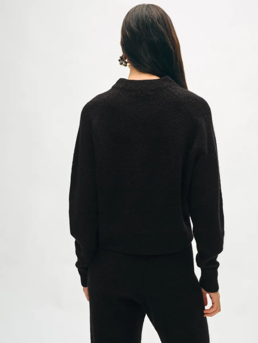 Discount White + Warren merino cashmere boucle sweatshirt Black